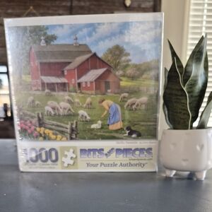 Bits and Pieces 1000-Piece Puzzle - Pastoral Sheep Scene - Blue.* Brand New*